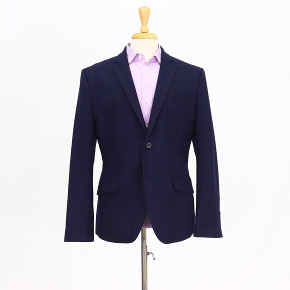 Tallia 42R Navy Blazer Sport Coat Jacket 2-Button Check T410 - Picture 1 of 11